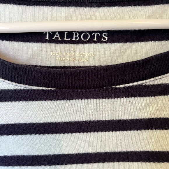 Talbots Large Knit Stripe Top in Navy and White - Picture 3 of 3